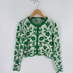 Zara Green and White Floral Sweater - DC
